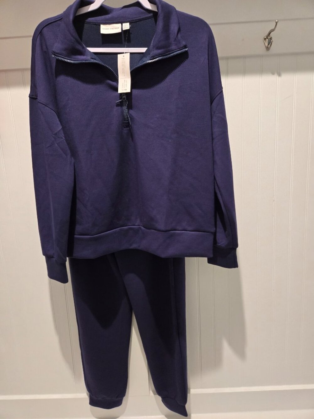 Como Vintage Peacoat Scuba Quarter Zip Jogger Lounge Set S/M - Picture 5 of 9